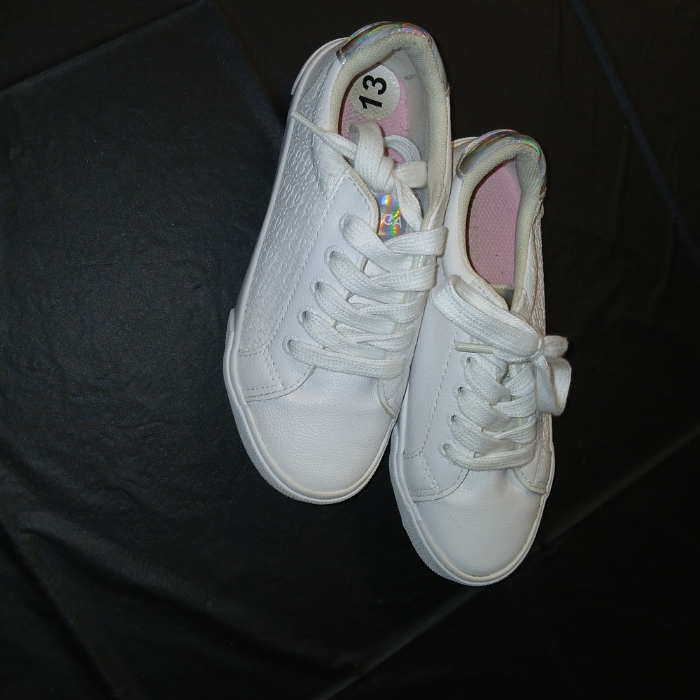 Nautica Kids White Sneakers with Iridescent Touch - Picture 2 of 5